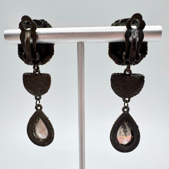 Vintage Poggi Paris Clip On Earrings French Bohemian Designer Eclectic Dramatic - Picture 6 of 13